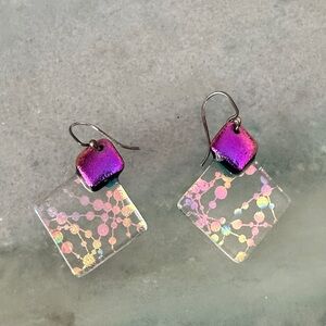 Purple iradescent Geometric Earrings